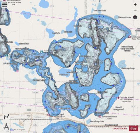 Cass depth contour Map - i-Boating App - Streets
