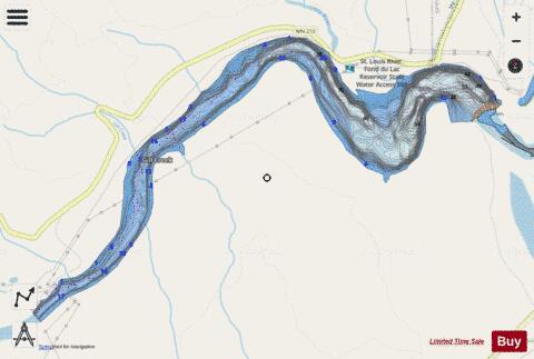 Fond du Lac Reservoir depth contour Map - i-Boating App - Streets