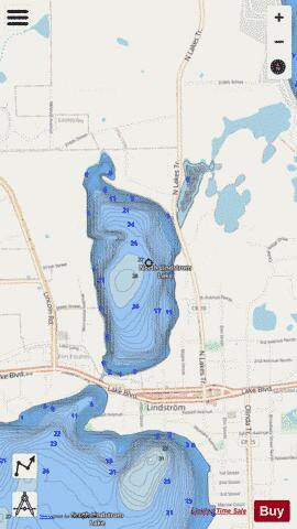 North Lindstrom depth contour Map - i-Boating App - Streets