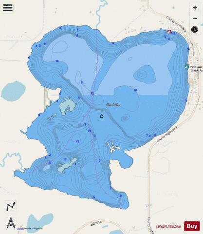 Pine depth contour Map - i-Boating App - Streets