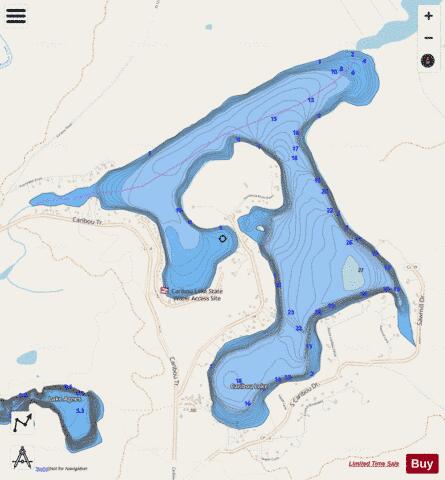 Caribou depth contour Map - i-Boating App - Streets