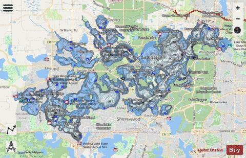 Minnetonka depth contour Map - i-Boating App - Streets