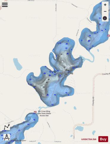 Ninth Crow Wing depth contour Map - i-Boating App - Streets