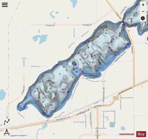 Eleventh Crow Wing (Main) depth contour Map - i-Boating App - Streets