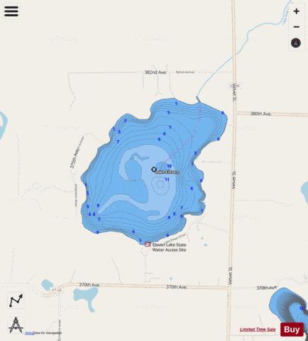Eleven depth contour Map - i-Boating App - Streets