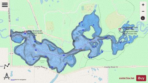 Bronson depth contour Map - i-Boating App - Streets