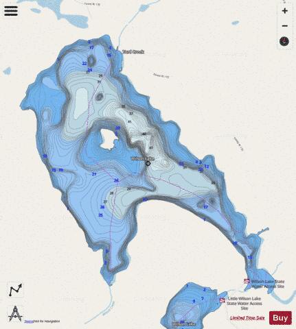 Wilson depth contour Map - i-Boating App - Streets