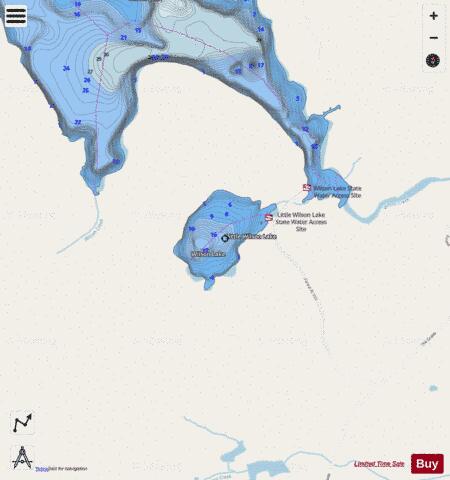 Little Wilson depth contour Map - i-Boating App - Streets