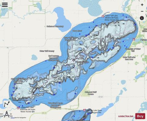 Otter Tail depth contour Map - i-Boating App - Streets