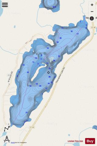 Pequaywan depth contour Map - i-Boating App - Streets