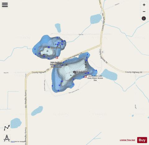 South Twin depth contour Map - i-Boating App - Streets