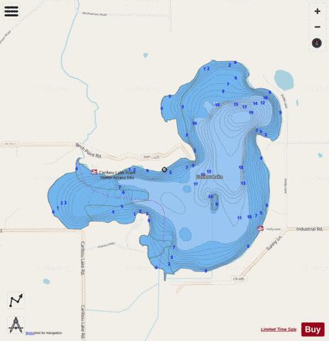 Caribou depth contour Map - i-Boating App - Streets