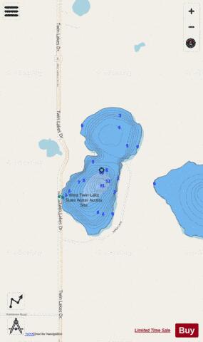 West Twin depth contour Map - i-Boating App - Streets