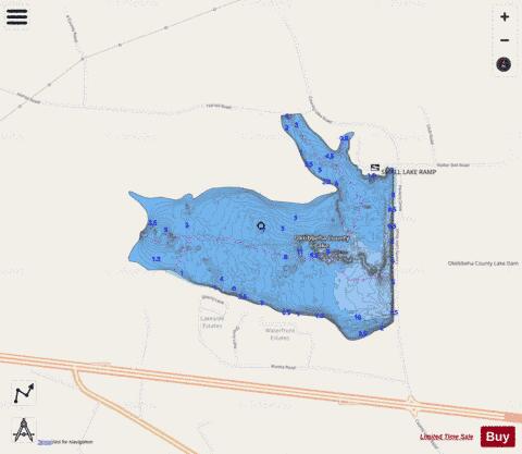 Oktibbeha County Lake depth contour Map - i-Boating App - Streets