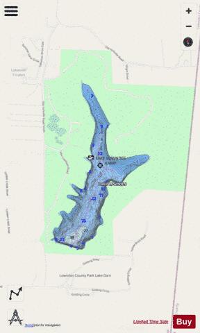Lake Lowndes depth contour Map - i-Boating App - Streets