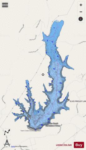 Elvis Presley depth contour Map - i-Boating App - Streets