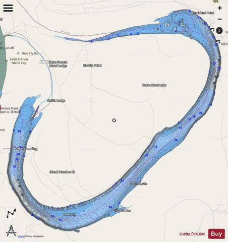 Tunica Cutoff depth contour Map - i-Boating App - Streets