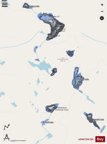 Little Crazy Lake depth contour Map - i-Boating App - Streets