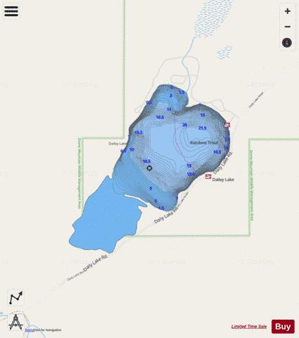 Dailey Lake depth contour Map - i-Boating App - Streets