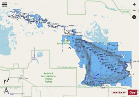 Red Rock Lake, Upper depth contour Map - i-Boating App - Streets