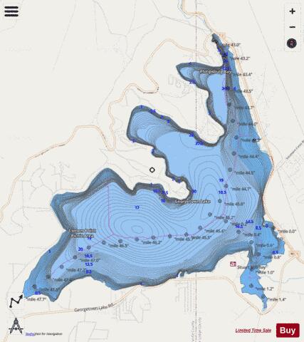 Georgetown Lake depth contour Map - i-Boating App - Streets
