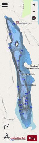 Blanchard Lake depth contour Map - i-Boating App - Streets