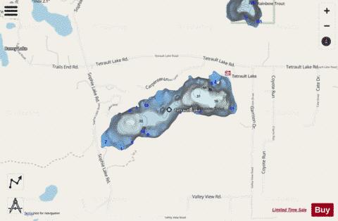 Tetrault Lake depth contour Map - i-Boating App - Streets