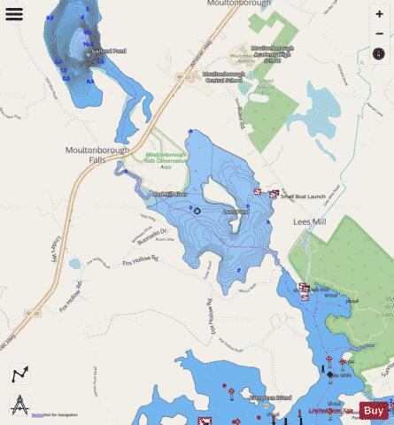Lees Pond depth contour Map - i-Boating App - Streets