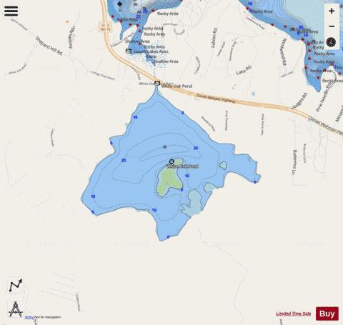 White Oak Pond depth contour Map - i-Boating App - Streets