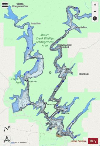 McGee Creek depth contour Map - i-Boating App - Streets