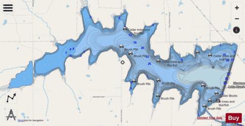 Shawnee Twin 2 (Shawnee Reservoir) depth contour Map - i-Boating App - Streets
