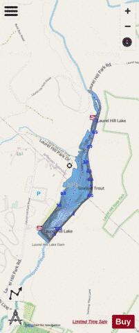 Laurel Hill Lake depth contour Map - i-Boating App - Streets