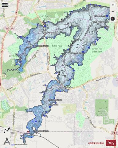 Joe Pool Lake depth contour Map - i-Boating App - Streets