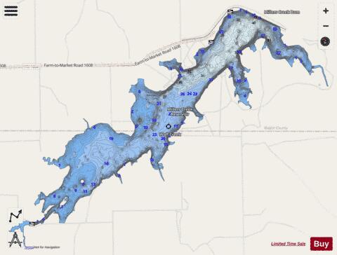 Millers Creek Reservoir depth contour Map - i-Boating App - Streets