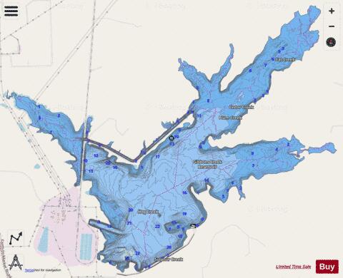 GibbonsCreek depth contour Map - i-Boating App - Streets