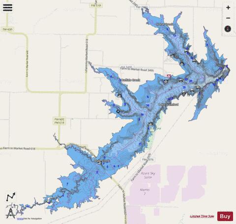 Lake Stamford depth contour Map - i-Boating App - Streets