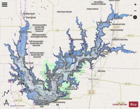 Lake Ray Roberts depth contour Map - i-Boating App - Streets