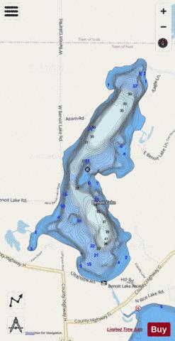 Benoit Lake depth contour Map - i-Boating App - Streets