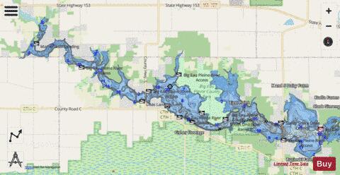 Big Eau Pleine Reservoir depth contour Map - i-Boating App - Streets