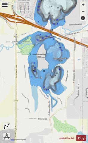 Lower Nemahbin Lake depth contour Map - i-Boating App - Streets