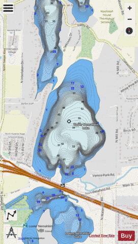 Upper Nemahbin Lake depth contour Map - i-Boating App - Streets