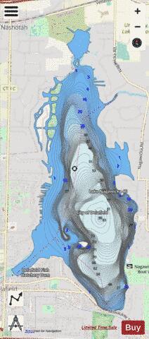 Lake Nagawicka 46 depth contour Map - i-Boating App - Streets