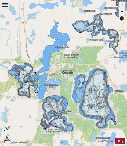 Lac de Flambeau Chain depth contour Map - i-Boating App - Streets