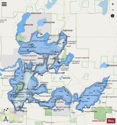 Lake Namekagon depth contour Map - i-Boating App - Streets