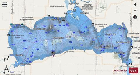 Lake Poygan+Winneconne depth contour Map - i-Boating App - Streets