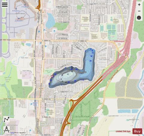 Angle Lake depth contour Map - i-Boating App - Streets
