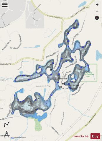 Lake Saint Clair depth contour Map - i-Boating App - Streets