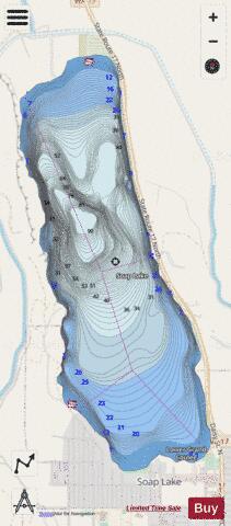 Soap Lake depth contour Map - i-Boating App - Streets
