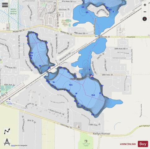 Pattison Lake depth contour Map - i-Boating App - Streets