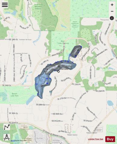Beaver Lakes depth contour Map - i-Boating App - Streets